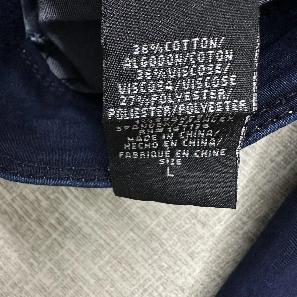 1822 Denim Jacket Womens Large Blue Stretch Denim Button Front Basic Long Sleeve - Picture 8 of 12